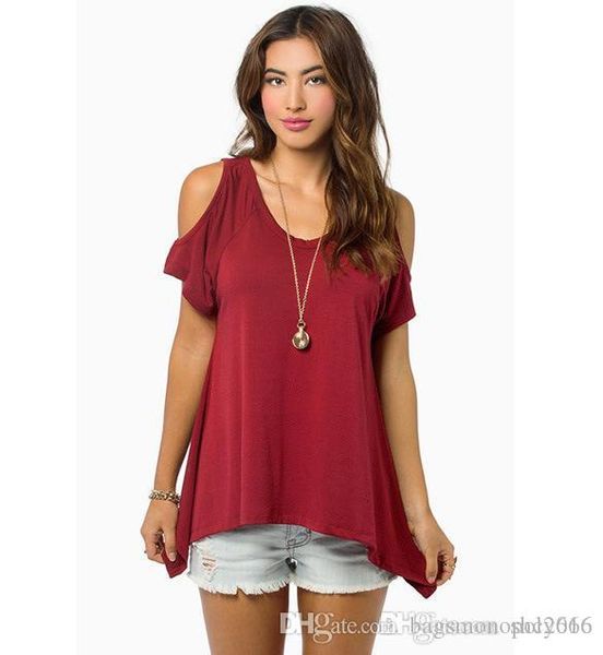 women t-shirt v-neck short sleeve cool shoulders solid color mermaid hem various & tees casual shirt size s-xl t6, White
women t-shirt v-neck short sleeve cool shoulders solid color mermaid hem various & tees casual shirt size s-xl t6, White