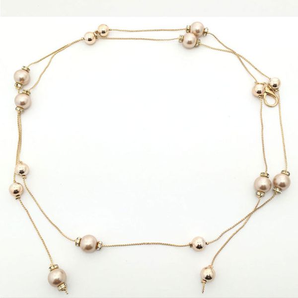 female rhinestone sweet pearl waistband thin waist chain for dress women sweater chain belts luxury metal girdle waist belt, Black;brown
female rhinestone sweet pearl waistband thin waist chain for dress women sweater chain belts luxury metal girdle waist belt, Black;brown
