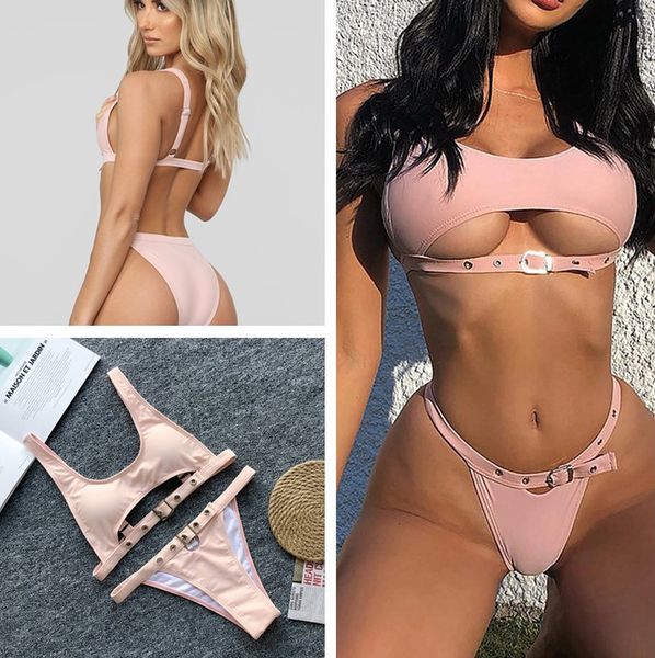 buckle bikinis set adjustable bikini 2020 mujer punch holes swimsuit women two pieces bathings suits bandaged swimwear brazilian, White;black
buckle bikinis set adjustable bikini 2020 mujer punch holes swimsuit women two pieces bathings suits bandaged swimwear brazilian, White;black
