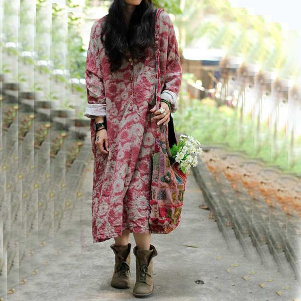 women 2020 autumn long-sleeved vintage floral print cotton linen loose dress retro loose robes dress casual, Black;gray
women 2020 autumn long-sleeved vintage floral print cotton linen loose dress retro loose robes dress casual, Black;gray