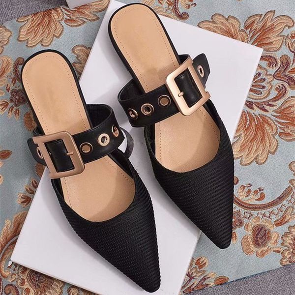 slippers spring designer casual pointed shoes woman outdoor belt buckle mules women metal decor shallow mouth ladies, Black
slippers spring designer casual pointed shoes woman outdoor belt buckle mules women metal decor shallow mouth ladies, Black