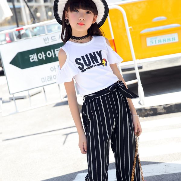 girls fashion strapless suit letter t-shirt + stripe pants girls clothes set 2020 new children's set 4-15 years kids summer wear, White
girls fashion strapless suit letter t-shirt + stripe pants girls clothes set 2020 new children's set 4-15 years kids summer wear, White