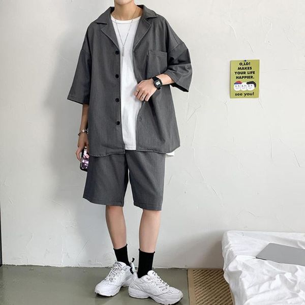 korean style 2 pc set for men jacket with shorts summer men clothes oversized short sleeve blazer knee-length short pant for, Gray
korean style 2 pc set for men jacket with shorts summer men clothes oversized short sleeve blazer knee-length short pant for, Gray