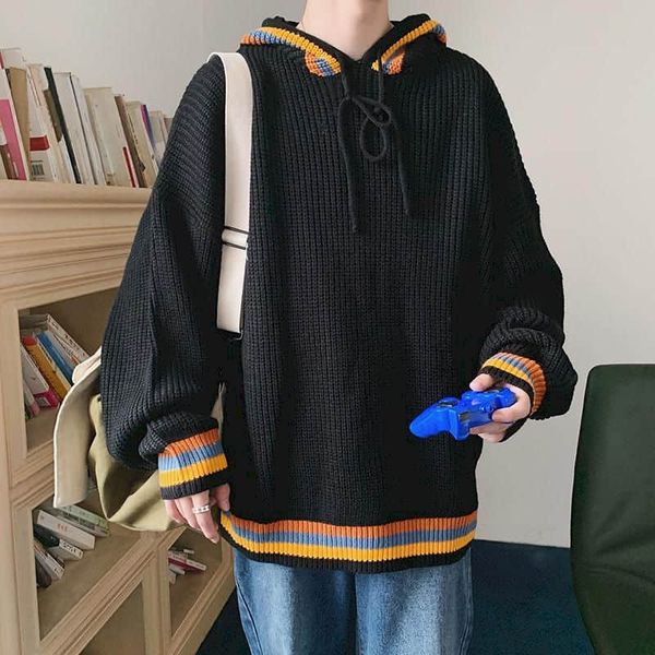 new winter hoodie sweater men's warm fashion contrast color casual knit sweater wild loose long-sleeved pullover male clothes, White;black
new winter hoodie sweater men's warm fashion contrast color casual knit sweater wild loose long-sleeved pullover male clothes, White;black