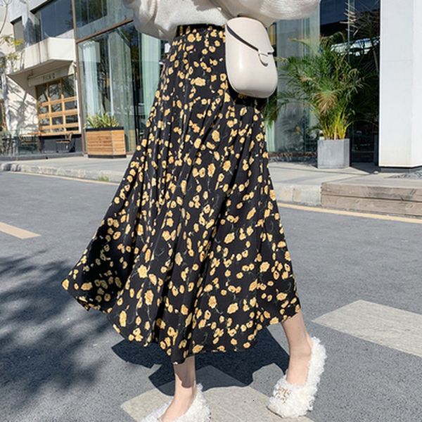 chiffon flower print simple elastic high waist women skirts 2020 summer spring thin basic hit female skirt, Black
chiffon flower print simple elastic high waist women skirts 2020 summer spring thin basic hit female skirt, Black