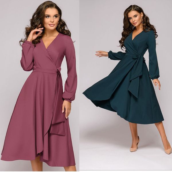 women vintage sashes a-line party dress long sleeve v neck solid elegant casual 2020 dress autumn new fashion women dresses, Black;gray
women vintage sashes a-line party dress long sleeve v neck solid elegant casual 2020 dress autumn new fashion women dresses, Black;gray