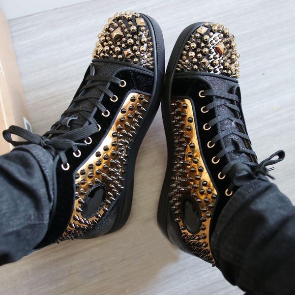 роскошный подарок - high top mad скрытность flat совершенная шипованных пальца ноги с красной подошвой панели шипы кроссовки обувь женщины, Black
роскошный подарок - high top mad скрытность flat совершенная шипованных пальца ноги с красной подошвой панели шипы кроссовки обувь женщины, Black
