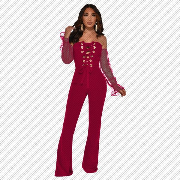 j6127 european and american womens amazon cutout wide leg casual jumpsuit strap polka dot sleeve jumpsuit, Black;white
j6127 european and american womens amazon cutout wide leg casual jumpsuit strap polka dot sleeve jumpsuit, Black;white