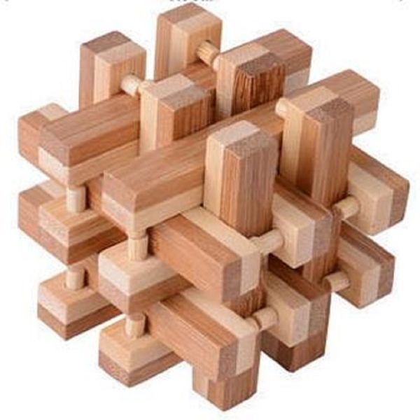10pcs/set Big Size Design Iq Brain Teaser Kong Ming Lock 3d Wooden Interlocking Bamboo Puzzles Game Toy For Adults Kids Mx200414