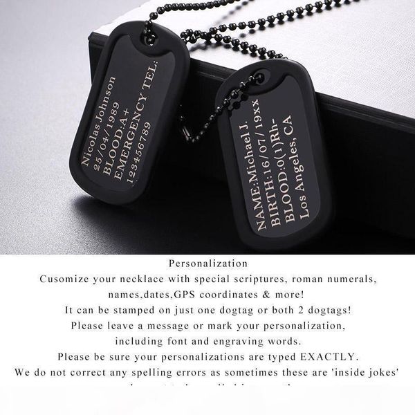 u7 custom engraved dog tags personalized name pendant necklaces men jewelry gifts stainless steel long chain military army style, Silver
u7 custom engraved dog tags personalized name pendant necklaces men jewelry gifts stainless steel long chain military army style, Silver