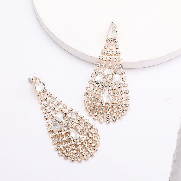 exaggerated wind multi-layer mesh drop-shaped diamond-studded earrings fashionable women dinner earrings, Golden
exaggerated wind multi-layer mesh drop-shaped diamond-studded earrings fashionable women dinner earrings, Golden