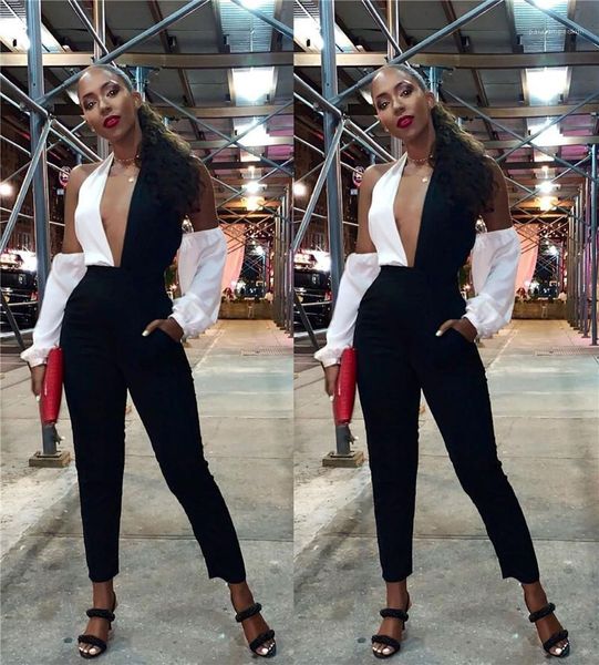 v neck backless halter womens designer rompers hollow out summer jumpsuits pencil pants patchwok black and white jumpsuits deep, Black;white
v neck backless halter womens designer rompers hollow out summer jumpsuits pencil pants patchwok black and white jumpsuits deep, Black;white