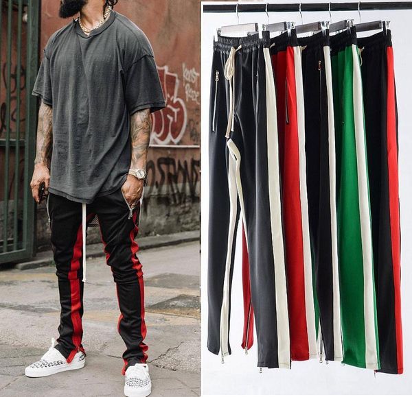 side stripe elastic stretch men jogger pants ankle zip hip pop tapered drawstring gym streetwear, Black
side stripe elastic stretch men jogger pants ankle zip hip pop tapered drawstring gym streetwear, Black