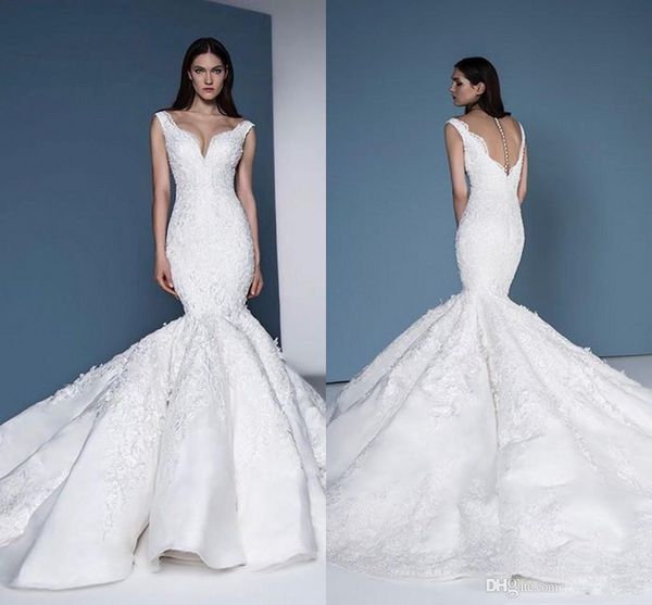 sweetheart lace mermaid wedding dresses 2020 sheer covered buttons back applique cathedral train princess church bride temple gowns, White
sweetheart lace mermaid wedding dresses 2020 sheer covered buttons back applique cathedral train princess church bride temple gowns, White