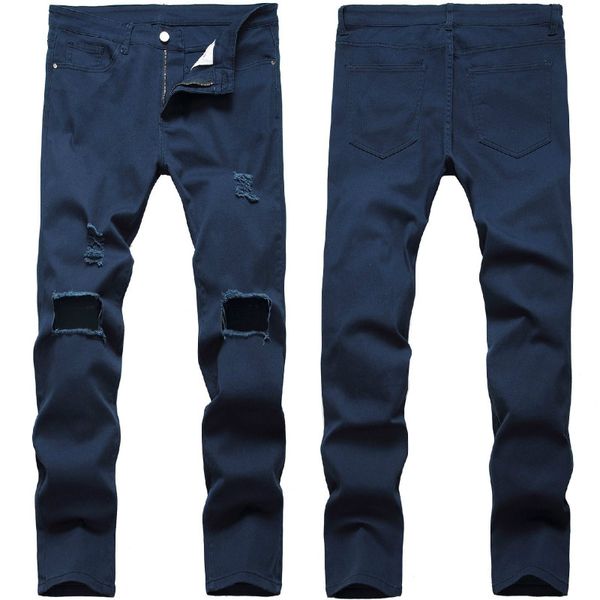 destroyed hole skinny jeans men brand new solid color mens denim pants trousers casual slim fit pencil pants hip hop ripped pant, Blue
destroyed hole skinny jeans men brand new solid color mens denim pants trousers casual slim fit pencil pants hip hop ripped pant, Blue
