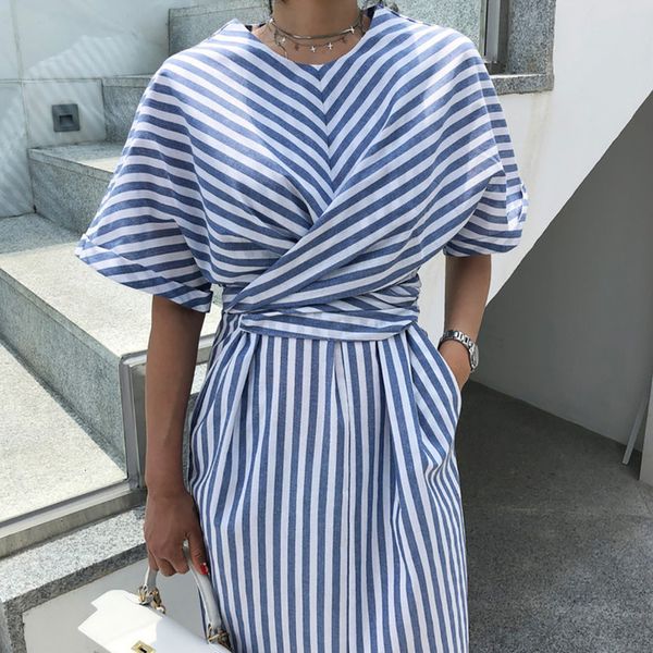 vestidos women maxi dress summer polyester blue striped dress bandage split fashion loose long dress women robe femme vestidos, Black;gray
vestidos women maxi dress summer polyester blue striped dress bandage split fashion loose long dress women robe femme vestidos, Black;gray