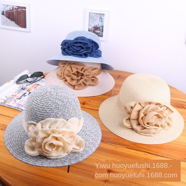 a big flower lady's big eaves new sunshade beach straw straw hat sunscreen foldable sun hat for travel, Blue;gray
a big flower lady's big eaves new sunshade beach straw straw hat sunscreen foldable sun hat for travel, Blue;gray