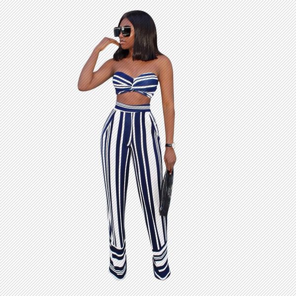 j6018 cross-border amazon european and american womens striped tube striped trousers two-piece set, Black;white
j6018 cross-border amazon european and american womens striped tube striped trousers two-piece set, Black;white