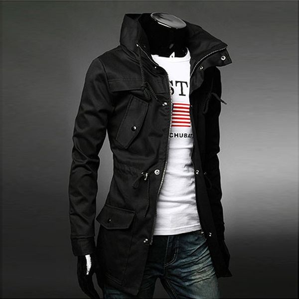 autumn new men's trench solid color slim mid-length british windbreaker coat fashionable trench coat for men, Tan;black
autumn new men's trench solid color slim mid-length british windbreaker coat fashionable trench coat for men, Tan;black