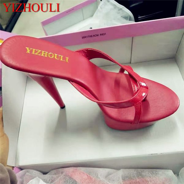 model catwalk high heels flip-flops, 13 cm bright high heel pole dance nightclub slippers, Black
model catwalk high heels flip-flops, 13 cm bright high heel pole dance nightclub slippers, Black