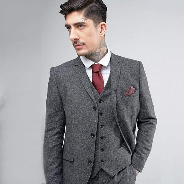 grey suit tweed wedding men suits slim fit groom tuxedo custom made man blazer jacket 3 pieces retro terno masculino prom, White;black
grey suit tweed wedding men suits slim fit groom tuxedo custom made man blazer jacket 3 pieces retro terno masculino prom, White;black