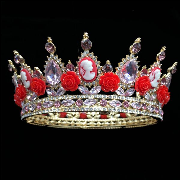 elegant queen king bride tiara crown for women prom red flower bridal wedding tiaras and crowns hair jewelry accessories re3158, Golden;silver
elegant queen king bride tiara crown for women prom red flower bridal wedding tiaras and crowns hair jewelry accessories re3158, Golden;silver