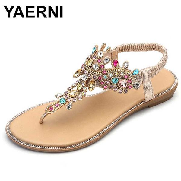 yaerniwoman sandals women shoes rhinestones chains thong gladiator flat sandals crystal chaussure plus size 36--41, Black
yaerniwoman sandals women shoes rhinestones chains thong gladiator flat sandals crystal chaussure plus size 36--41, Black