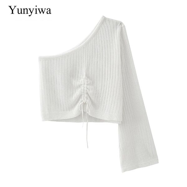 new women fashion single shoulder drawstring short sweater ladies basic casual slim thin sweaters chic leisure s307, White;black
new women fashion single shoulder drawstring short sweater ladies basic casual slim thin sweaters chic leisure s307, White;black