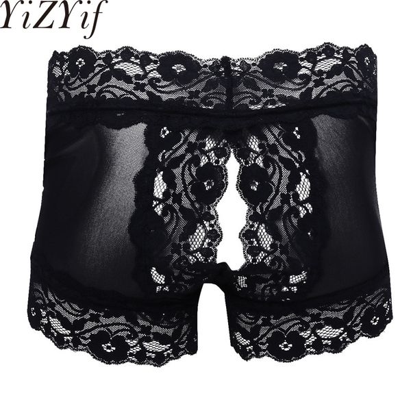 black gay mens lingerie mesh lace open buboxer shorts sissy see-through panties underwear underpants for self pleasure, Black;white
black gay mens lingerie mesh lace open buboxer shorts sissy see-through panties underwear underpants for self pleasure, Black;white
