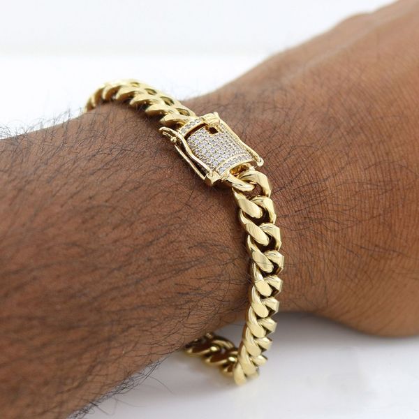 new 10mm mens cuban miami link bracelet clasp iced out gold silver stainless steel chain bracelet 21cm, Golden;silver
new 10mm mens cuban miami link bracelet clasp iced out gold silver stainless steel chain bracelet 21cm, Golden;silver