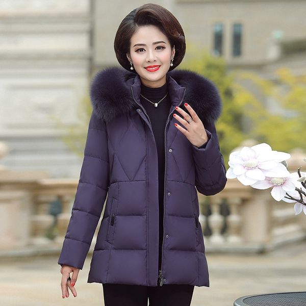 winter new middle-aged mother women's white duck thickened large size down jacket down jacket fox fur collar slimming, Black
winter new middle-aged mother women's white duck thickened large size down jacket down jacket fox fur collar slimming, Black