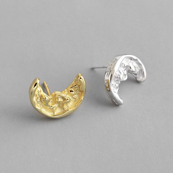 100% 925 sterling silver irregular concave surface moon stud earrings for women pendientes mujer, cute earings fashion jewelry, Golden;silver
100% 925 sterling silver irregular concave surface moon stud earrings for women pendientes mujer, cute earings fashion jewelry, Golden;silver