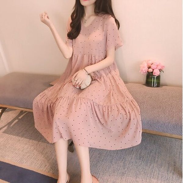 summer pregnant women short sleeve small polka dot printing chiffon dress long loose fashion maternity dress sweet women dresses, White
summer pregnant women short sleeve small polka dot printing chiffon dress long loose fashion maternity dress sweet women dresses, White