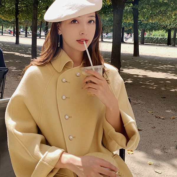 new high grade double-sided woolen coat in long doll collar fashion a-line loose woolen coat women winter warm wool, Black
new high grade double-sided woolen coat in long doll collar fashion a-line loose woolen coat women winter warm wool, Black