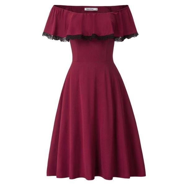 summer dresses women ruffle lace decor swing dress cocktail party strapless flared a-line casual dresses female ladies 2020, Black;gray
summer dresses women ruffle lace decor swing dress cocktail party strapless flared a-line casual dresses female ladies 2020, Black;gray