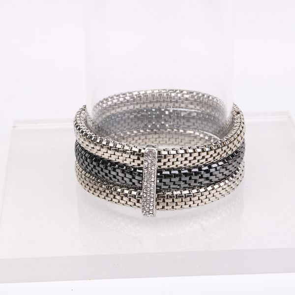 european and american new multi-layer metal bracelet fashion temperament inlaid rhinestone elastic bracelet, Black
european and american new multi-layer metal bracelet fashion temperament inlaid rhinestone elastic bracelet, Black