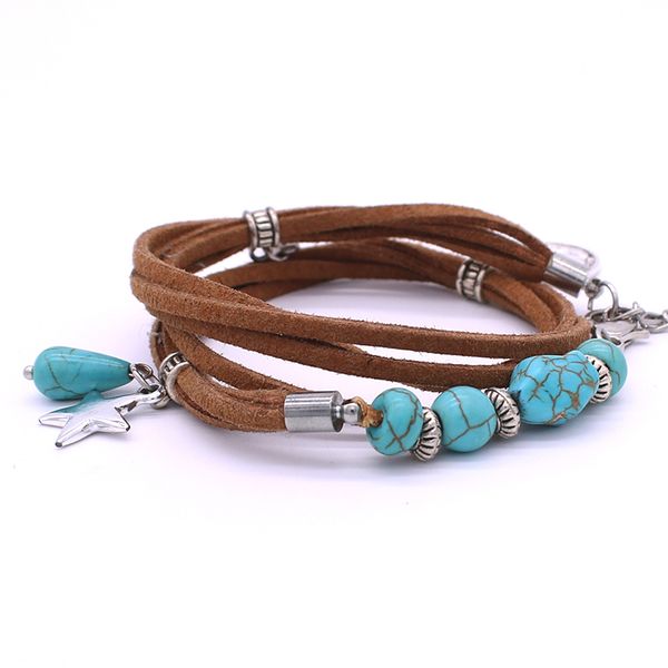 fashion leather rope bracelet handmade beaded natural stone bracelet & bracelets for women bohemian leather rope wrist jewelry, Black
fashion leather rope bracelet handmade beaded natural stone bracelet & bracelets for women bohemian leather rope wrist jewelry, Black