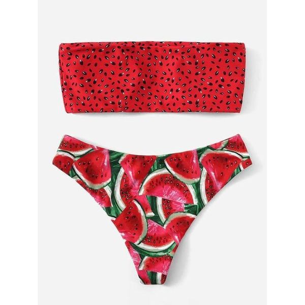 women watermelon print tube up bikini set two pieces push up swimsuit swimwear brazilian separate beachwear for female 2020, White;black
women watermelon print tube up bikini set two pieces push up swimsuit swimwear brazilian separate beachwear for female 2020, White;black