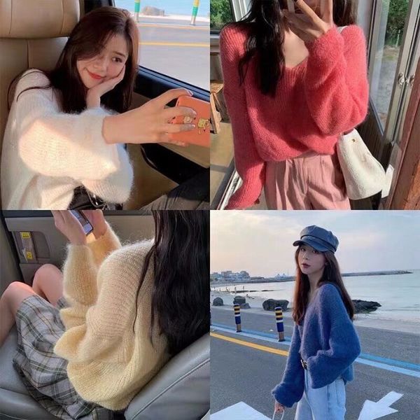 tbiuk 2019 lin shanshan new sweater for female students korean style loose autumn and winter solid color lazy style v-neck pullover sweater, White;black
tbiuk 2019 lin shanshan new sweater for female students korean style loose autumn and winter solid color lazy style v-neck pullover sweater, White;black