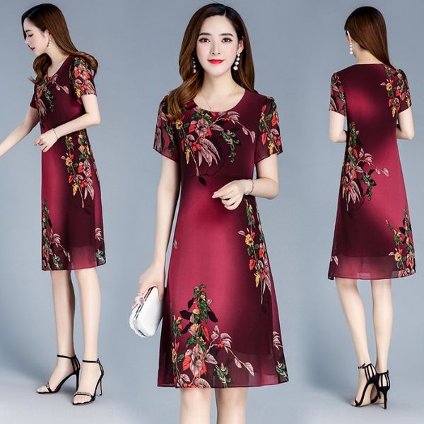 mom's 2020 summer round neck print fashion all-match short sleeve dress mid-length elegant dress for women, Black;gray
mom's 2020 summer round neck print fashion all-match short sleeve dress mid-length elegant dress for women, Black;gray