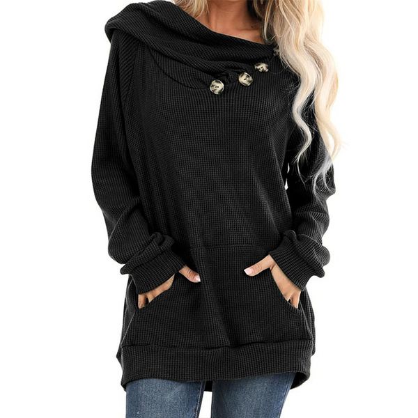 women pocket pullover hoodies long sleeve solid color hooded knit sweatshirt famale loose clothes, Black
women pocket pullover hoodies long sleeve solid color hooded knit sweatshirt famale loose clothes, Black