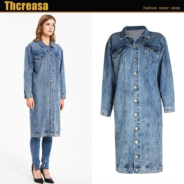 winter bfstyle solid color sleeve denim long loose women's denim coat women's open chest long coat, Black;brown
winter bfstyle solid color sleeve denim long loose women's denim coat women's open chest long coat, Black;brown