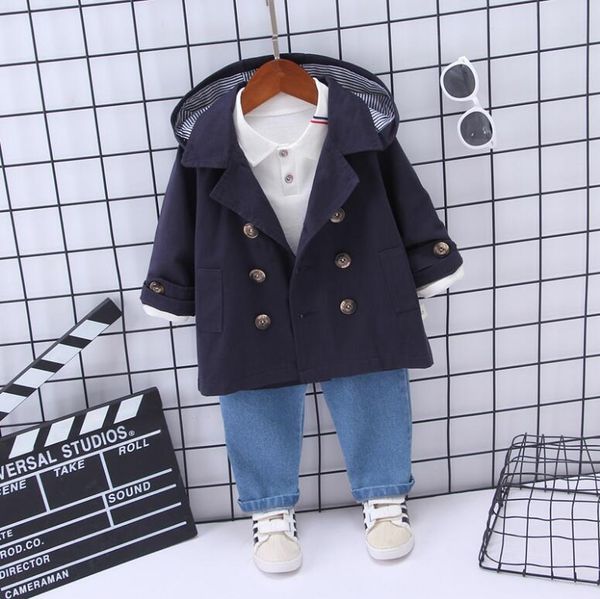 clothing sets boy 2021 autumn baby suit children's double-breasted hooded trench coat + jeans three-piece set 1-4 years old, White
clothing sets boy 2021 autumn baby suit children's double-breasted hooded trench coat + jeans three-piece set 1-4 years old, White