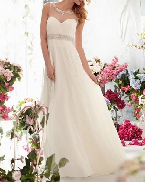 a-line wedding dresses jewel neck sweep / brush train chiffon tulle sleeveless simple beach see-through backless with sashes / ribbons cryst, White
a-line wedding dresses jewel neck sweep / brush train chiffon tulle sleeveless simple beach see-through backless with sashes / ribbons cryst, White
