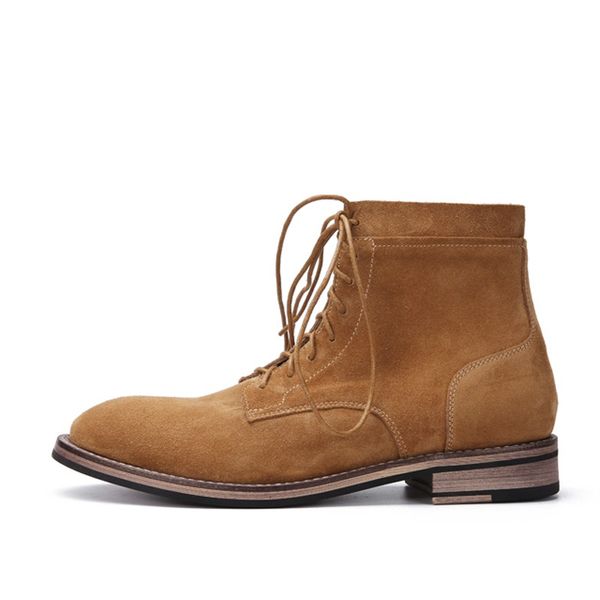 round toe cow new suede genuine leather men fashion england style lace up work boots fleece warm shoes, Black
round toe cow new suede genuine leather men fashion england style lace up work boots fleece warm shoes, Black