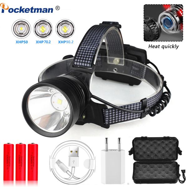 High Power Xhp50/xhp70.2/xhp90.2 Led Headlamp Fishing Camping Headlight 8000lm Lantern Head Lamp Waterproof Usb 18650