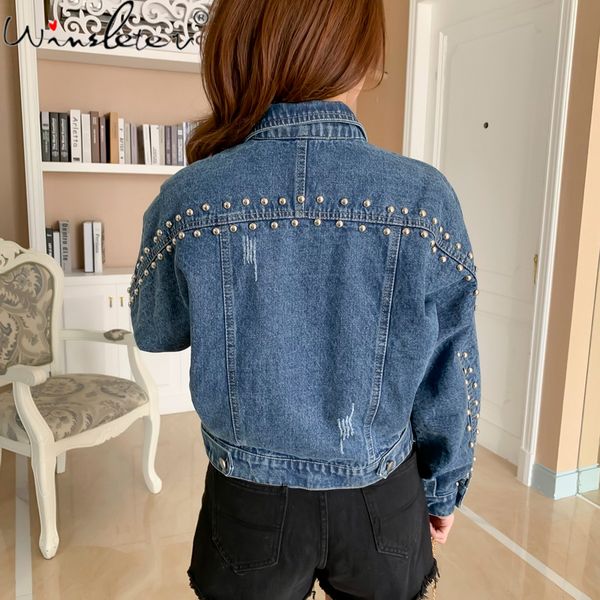 autumn winter korean clothes denim jacket boyfriend shiny rivet streetwear women coat vintage hole cowboy outerwear c07307, Black;brown
autumn winter korean clothes denim jacket boyfriend shiny rivet streetwear women coat vintage hole cowboy outerwear c07307, Black;brown
