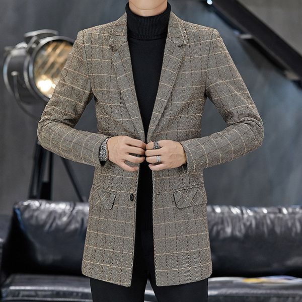 autumn men's windbreaker in the long korean version of the trend of self-cultivation woolen coat 2020 new nizi woolen coat, Black
autumn men's windbreaker in the long korean version of the trend of self-cultivation woolen coat 2020 new nizi woolen coat, Black