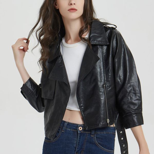 street wear faux leather jacket coat women moto biker jacket spring autumn lady basic coat short pu leather outerwear 2020, Black
street wear faux leather jacket coat women moto biker jacket spring autumn lady basic coat short pu leather outerwear 2020, Black