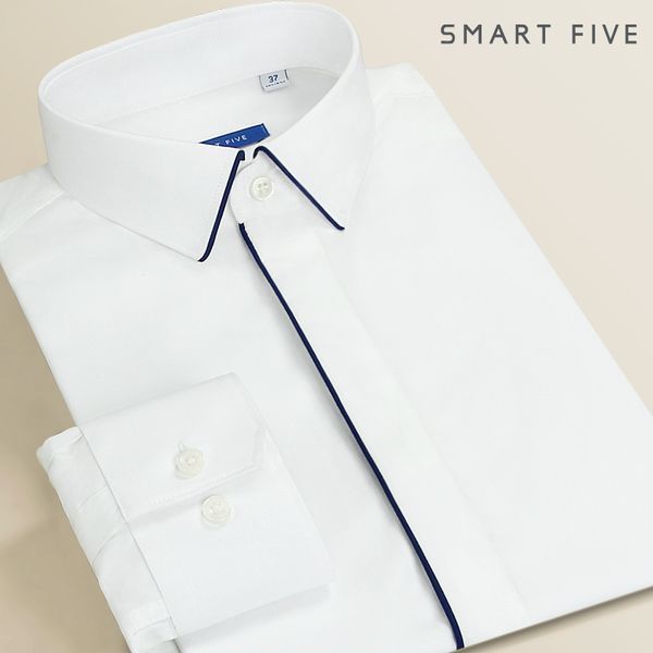 male trend handsome white shirt all cotton and handsome nightclub splicing small collar shirt, White;black
male trend handsome white shirt all cotton and handsome nightclub splicing small collar shirt, White;black